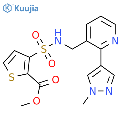 methyl 3-({2-(1-methyl-1H-pyrazol-4-yl)pyridin-3-ylmethyl}sulfamoyl)thiophene-2-carboxylate structure