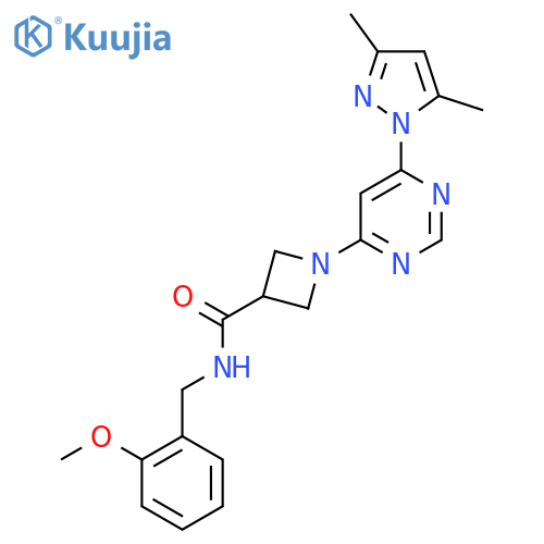 1-6-(3,5-dimethyl-1H-pyrazol-1-yl)pyrimidin-4-yl-N-(2-methoxyphenyl)methylazetidine-3-carboxamide structure