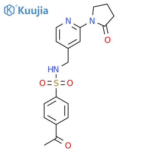 4-acetyl-N-{[2-(2-oxopyrrolidin-1-yl)pyridin-4-yl]methyl}benzene-1-sulfonamide structure