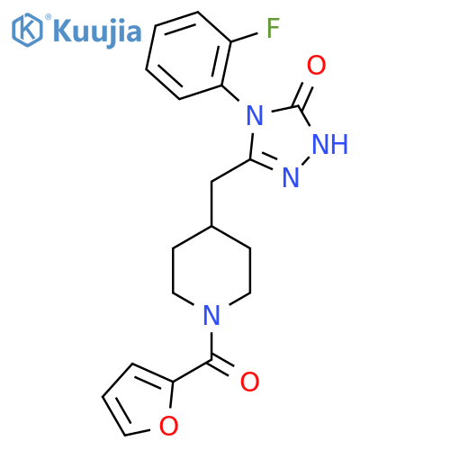 4-(2-fluorophenyl)-3-{[1-(furan-2-carbonyl)piperidin-4-yl]methyl}-4,5-dihydro-1H-1,2,4-triazol-5-one structure