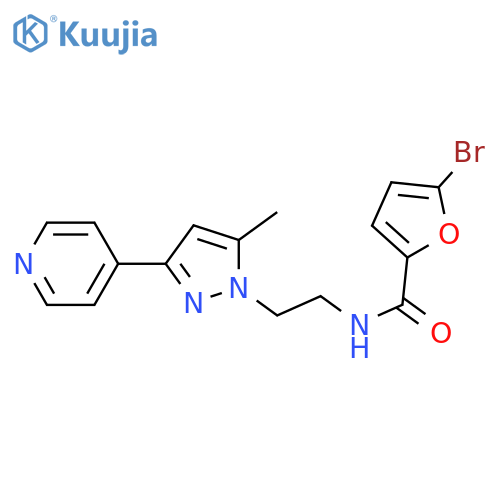 5-bromo-N-{2-[5-methyl-3-(pyridin-4-yl)-1H-pyrazol-1-yl]ethyl}furan-2-carboxamide structure