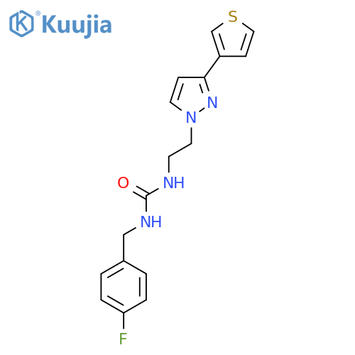 1-[(4-fluorophenyl)methyl]-3-{2-[3-(thiophen-3-yl)-1H-pyrazol-1-yl]ethyl}urea structure