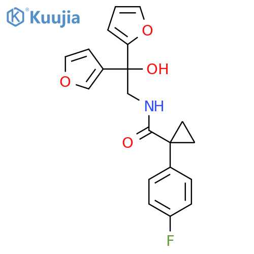 1-(4-fluorophenyl)-N-2-(furan-2-yl)-2-(furan-3-yl)-2-hydroxyethylcyclopropane-1-carboxamide structure