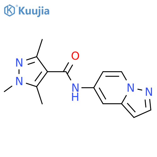 1,3,5-trimethyl-N-{pyrazolo[1,5-a]pyridin-5-yl}-1H-pyrazole-4-carboxamide structure