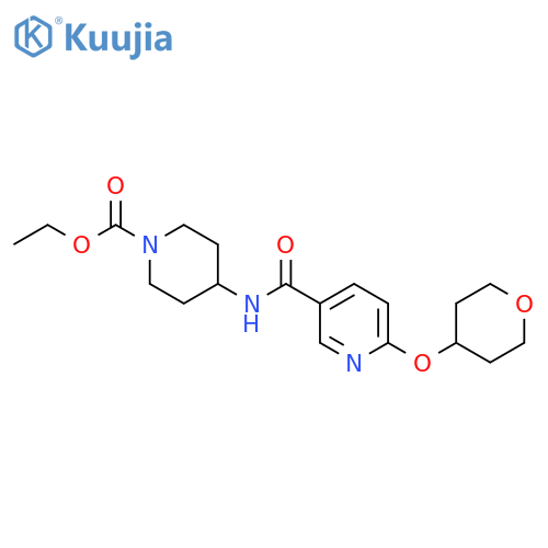 ethyl 4-[[6-(oxan-4-yloxy)pyridine-3-carbonyl]amino]piperidine-1-carboxylate structure