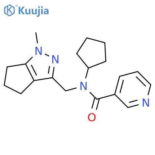 N-cyclopentyl-N-({1-methyl-1H,4H,5H,6H-cyclopenta[c]pyrazol-3-yl}methyl)pyridine-3-carboxamide structure