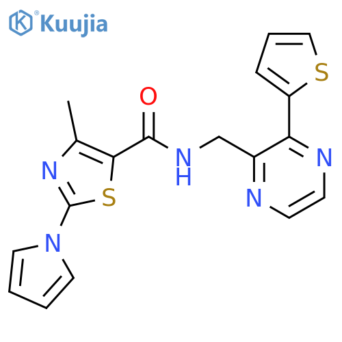 4-methyl-2-(1H-pyrrol-1-yl)-N-{3-(thiophen-2-yl)pyrazin-2-ylmethyl}-1,3-thiazole-5-carboxamide structure