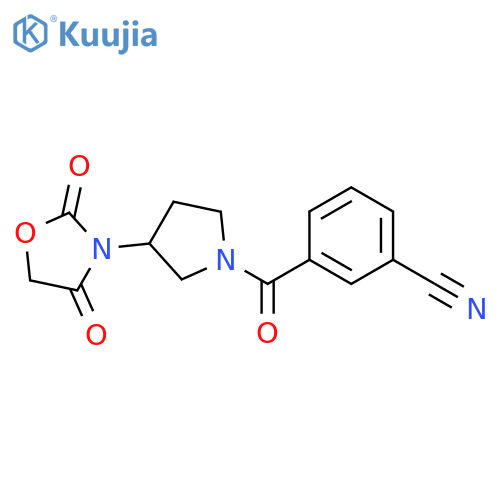 3-[3-(2,4-dioxo-1,3-oxazolidin-3-yl)pyrrolidine-1-carbonyl]benzonitrile structure