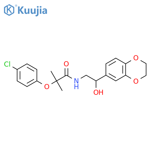 2-(4-chlorophenoxy)-N-2-(2,3-dihydro-1,4-benzodioxin-6-yl)-2-hydroxyethyl-2-methylpropanamide structure