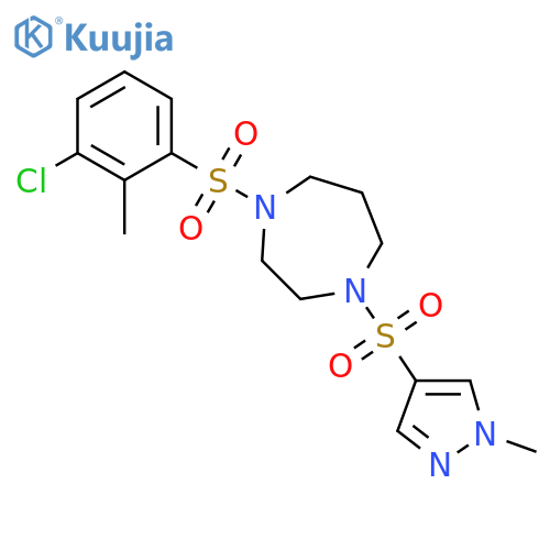 1-(3-chloro-2-methylbenzenesulfonyl)-4-[(1-methyl-1H-pyrazol-4-yl)sulfonyl]-1,4-diazepane structure