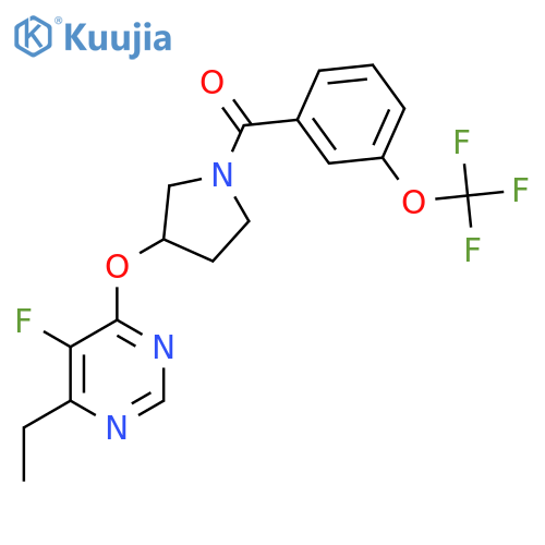 (3-((6-Ethyl-5-fluoropyrimidin-4-yl)oxy)pyrrolidin-1-yl)(3-(trifluoromethoxy)phenyl)methanone structure