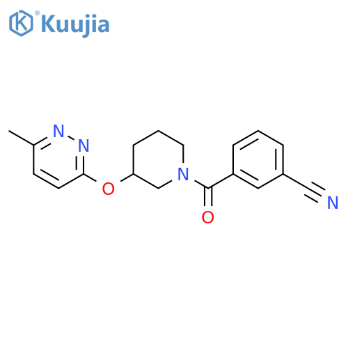 3-{3-[(6-methylpyridazin-3-yl)oxy]piperidine-1-carbonyl}benzonitrile structure
