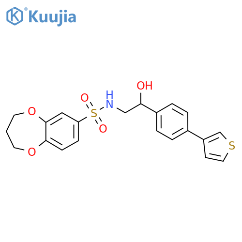 N-{2-hydroxy-2-[4-(thiophen-3-yl)phenyl]ethyl}-3,4-dihydro-2H-1,5-benzodioxepine-7-sulfonamide structure
