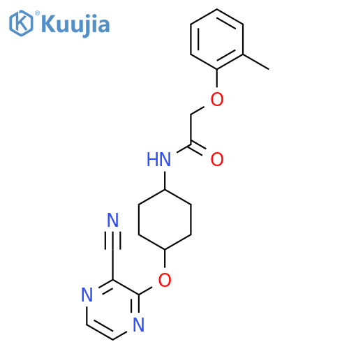 2-(2-methylphenoxy)-N-[(1r,4r)-4-[(3-cyanopyrazin-2-yl)oxy]cyclohexyl]acetamide structure