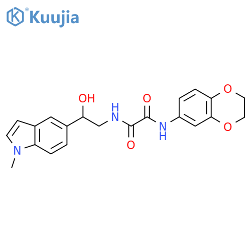 N'-(2,3-dihydro-1,4-benzodioxin-6-yl)-N-2-hydroxy-2-(1-methyl-1H-indol-5-yl)ethylethanediamide structure