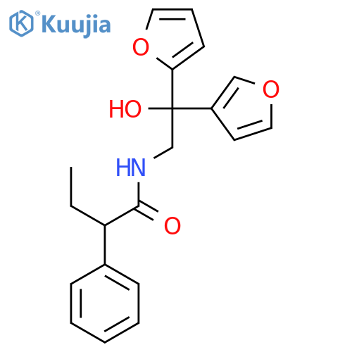 N-2-(furan-2-yl)-2-(furan-3-yl)-2-hydroxyethyl-2-phenylbutanamide structure