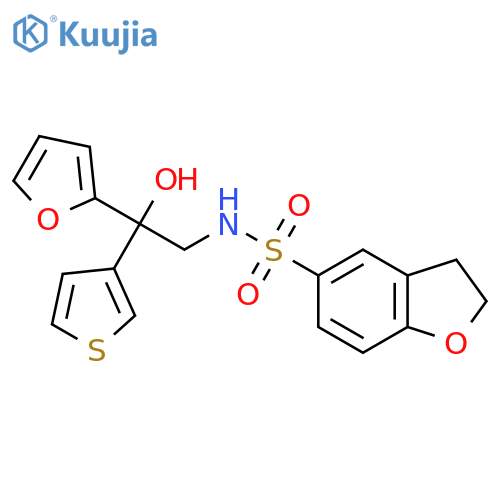N-[2-(furan-2-yl)-2-hydroxy-2-(thiophen-3-yl)ethyl]-2,3-dihydro-1-benzofuran-5-sulfonamide structure