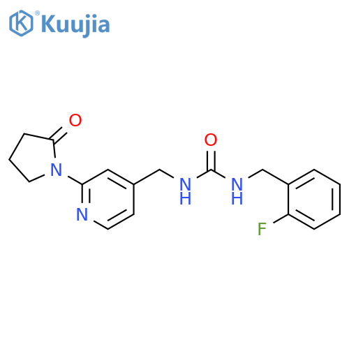 1-(2-fluorophenyl)methyl-3-{2-(2-oxopyrrolidin-1-yl)pyridin-4-ylmethyl}urea structure