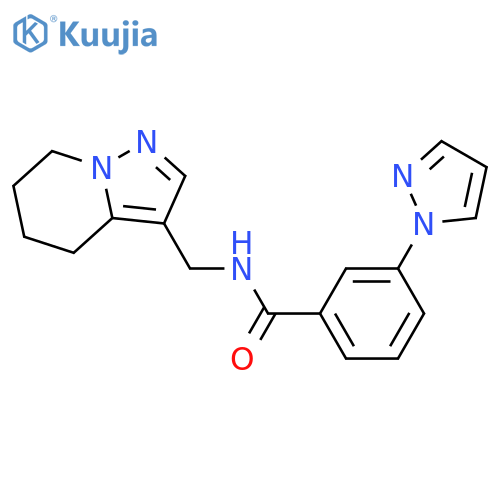 3-(1H-pyrazol-1-yl)-N-({4H,5H,6H,7H-pyrazolo[1,5-a]pyridin-3-yl}methyl)benzamide structure