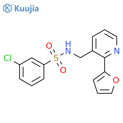 3-chloro-N-{[2-(furan-2-yl)pyridin-3-yl]methyl}benzene-1-sulfonamide structure
