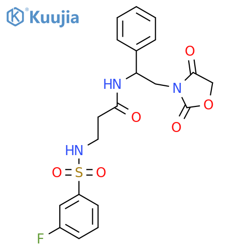 N-[2-(2,4-dioxo-1,3-oxazolidin-3-yl)-1-phenylethyl]-3-(3-fluorobenzenesulfonamido)propanamide structure