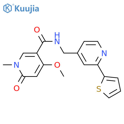 4-methoxy-1-methyl-6-oxo-N-{[2-(thiophen-2-yl)pyridin-4-yl]methyl}-1,6-dihydropyridine-3-carboxamide structure