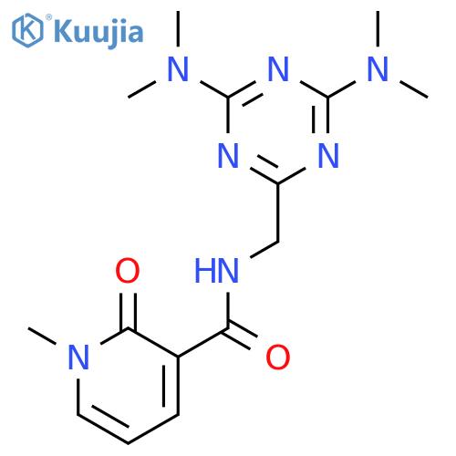 N-{4,6-bis(dimethylamino)-1,3,5-triazin-2-ylmethyl}-1-methyl-2-oxo-1,2-dihydropyridine-3-carboxamide structure