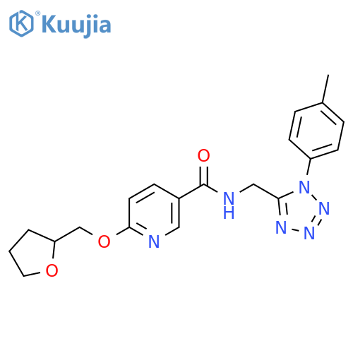 6-((tetrahydrofuran-2-yl)methoxy)-N-((1-(p-tolyl)-1H-tetrazol-5-yl)methyl)nicotinamide structure