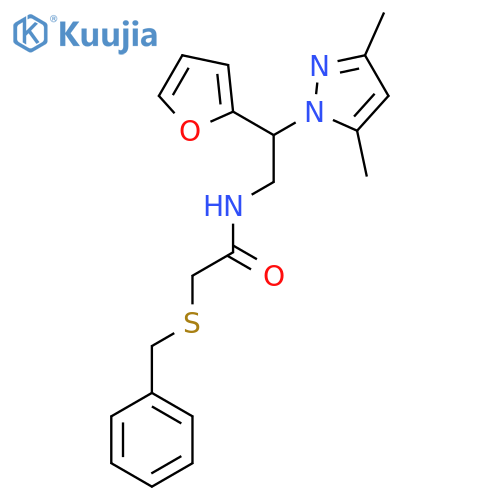 2-(benzylsulfanyl)-N-[2-(3,5-dimethyl-1H-pyrazol-1-yl)-2-(furan-2-yl)ethyl]acetamide structure