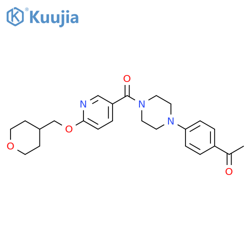 1-[4-[4-[6-(oxan-4-ylmethoxy)pyridine-3-carbonyl]piperazin-1-yl]phenyl]ethanone structure