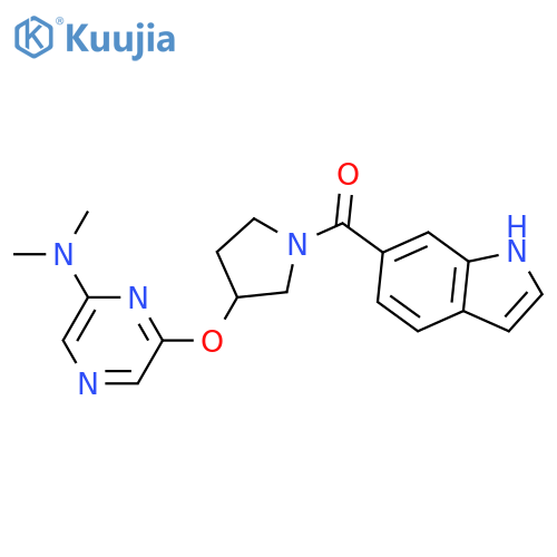6-{[1-(1H-indole-6-carbonyl)pyrrolidin-3-yl]oxy}-N,N-dimethylpyrazin-2-amine structure