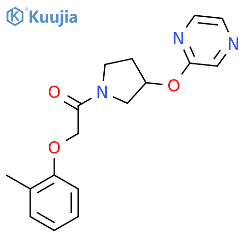 2-(2-methylphenoxy)-1-[3-(pyrazin-2-yloxy)pyrrolidin-1-yl]ethan-1-one structure