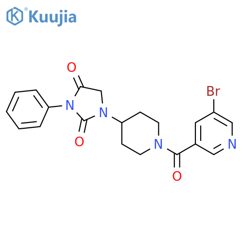 1-[1-(5-bromopyridine-3-carbonyl)piperidin-4-yl]-3-phenylimidazolidine-2,4-dione structure