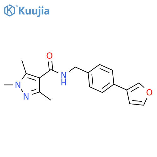 N-{4-(furan-3-yl)phenylmethyl}-1,3,5-trimethyl-1H-pyrazole-4-carboxamide structure
