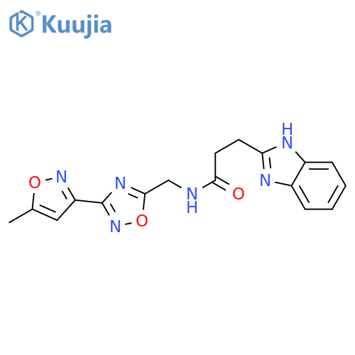 3-(1H-1,3-benzodiazol-2-yl)-N-{[3-(5-methyl-1,2-oxazol-3-yl)-1,2,4-oxadiazol-5-yl]methyl}propanamide structure