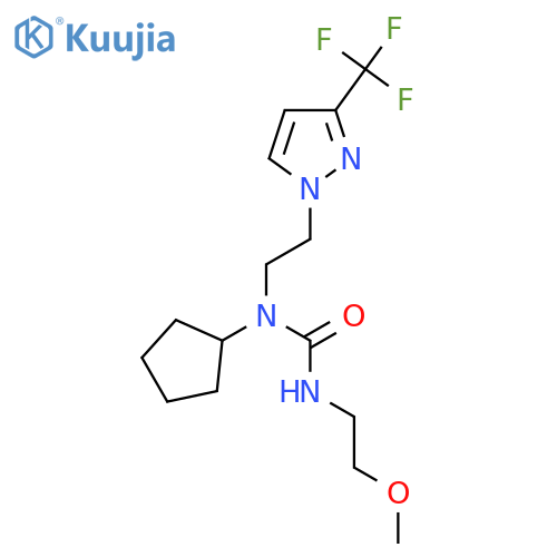 1-cyclopentyl-3-(2-methoxyethyl)-1-{2-3-(trifluoromethyl)-1H-pyrazol-1-ylethyl}urea structure