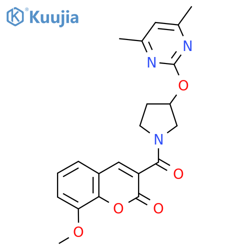3-(3-((4,6-dimethylpyrimidin-2-yl)oxy)pyrrolidine-1-carbonyl)-8-methoxy-2H-chromen-2-one structure