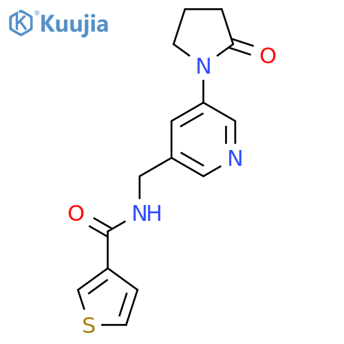 N-{[5-(2-oxopyrrolidin-1-yl)pyridin-3-yl]methyl}thiophene-3-carboxamide structure