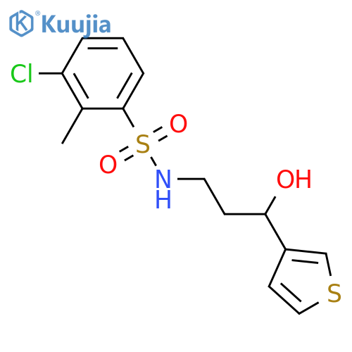 3-chloro-N-[3-hydroxy-3-(thiophen-3-yl)propyl]-2-methylbenzene-1-sulfonamide structure