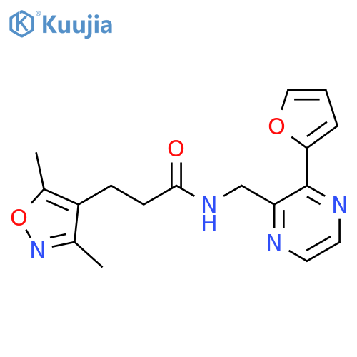 3-(3,5-dimethyl-1,2-oxazol-4-yl)-N-{3-(furan-2-yl)pyrazin-2-ylmethyl}propanamide structure