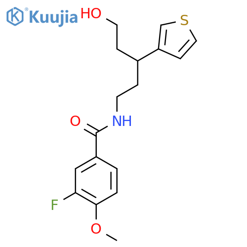3-fluoro-N-5-hydroxy-3-(thiophen-3-yl)pentyl-4-methoxybenzamide structure
