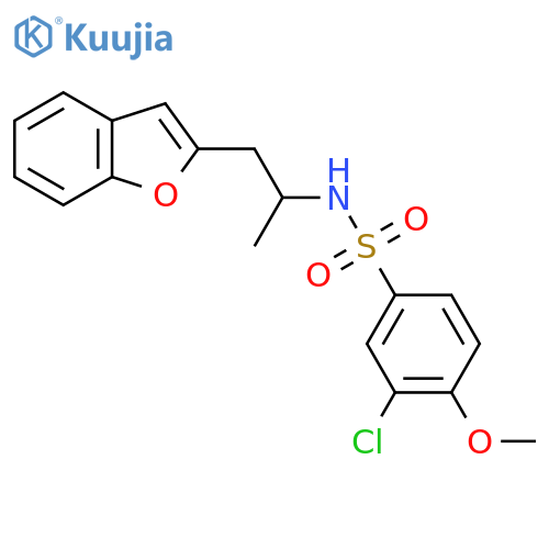 N-1-(1-benzofuran-2-yl)propan-2-yl-3-chloro-4-methoxybenzene-1-sulfonamide structure