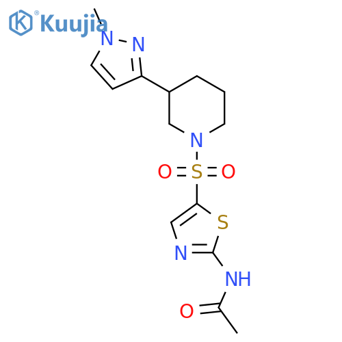N-(5-{3-(1-methyl-1H-pyrazol-3-yl)piperidin-1-ylsulfonyl}-1,3-thiazol-2-yl)acetamide structure