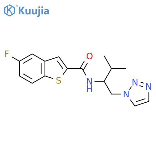 5-fluoro-N-[3-methyl-1-(1H-1,2,3-triazol-1-yl)butan-2-yl]-1-benzothiophene-2-carboxamide structure