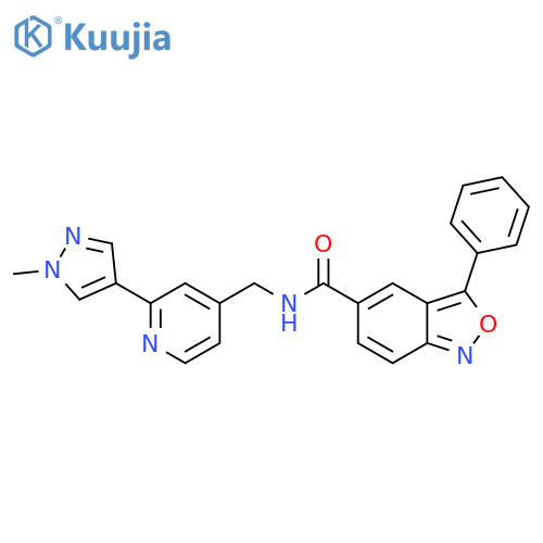N-{[2-(1-methyl-1H-pyrazol-4-yl)pyridin-4-yl]methyl}-3-phenyl-2,1-benzoxazole-5-carboxamide structure