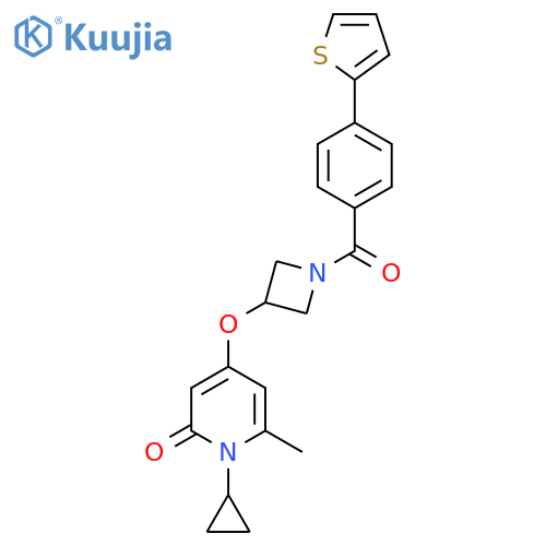 1-cyclopropyl-6-methyl-4-((1-(4-(thiophen-2-yl)benzoyl)azetidin-3-yl)oxy)pyridin-2(1H)-one structure