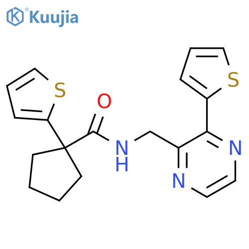 1-(thiophen-2-yl)-N-{3-(thiophen-2-yl)pyrazin-2-ylmethyl}cyclopentane-1-carboxamide structure