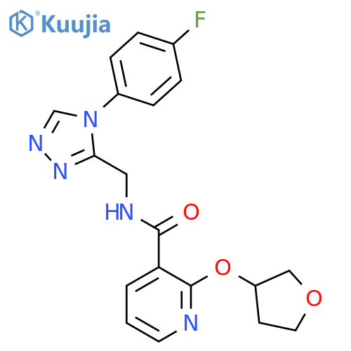 N-((4-(4-fluorophenyl)-4H-1,2,4-triazol-3-yl)methyl)-2-((tetrahydrofuran-3-yl)oxy)nicotinamide structure