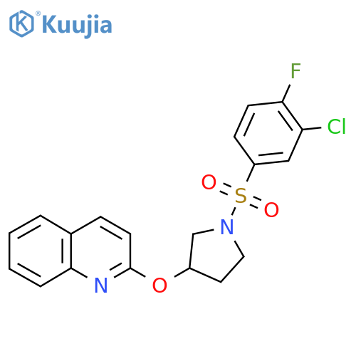 2-((1-((3-Chloro-4-fluorophenyl)sulfonyl)pyrrolidin-3-yl)oxy)quinoline structure