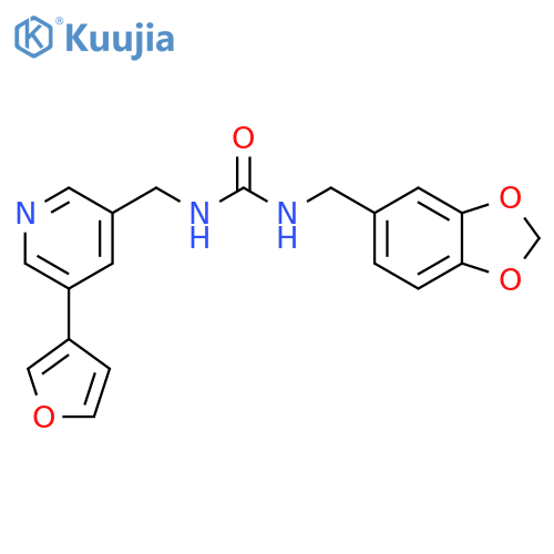 3-(2H-1,3-benzodioxol-5-yl)methyl-1-{5-(furan-3-yl)pyridin-3-ylmethyl}urea structure